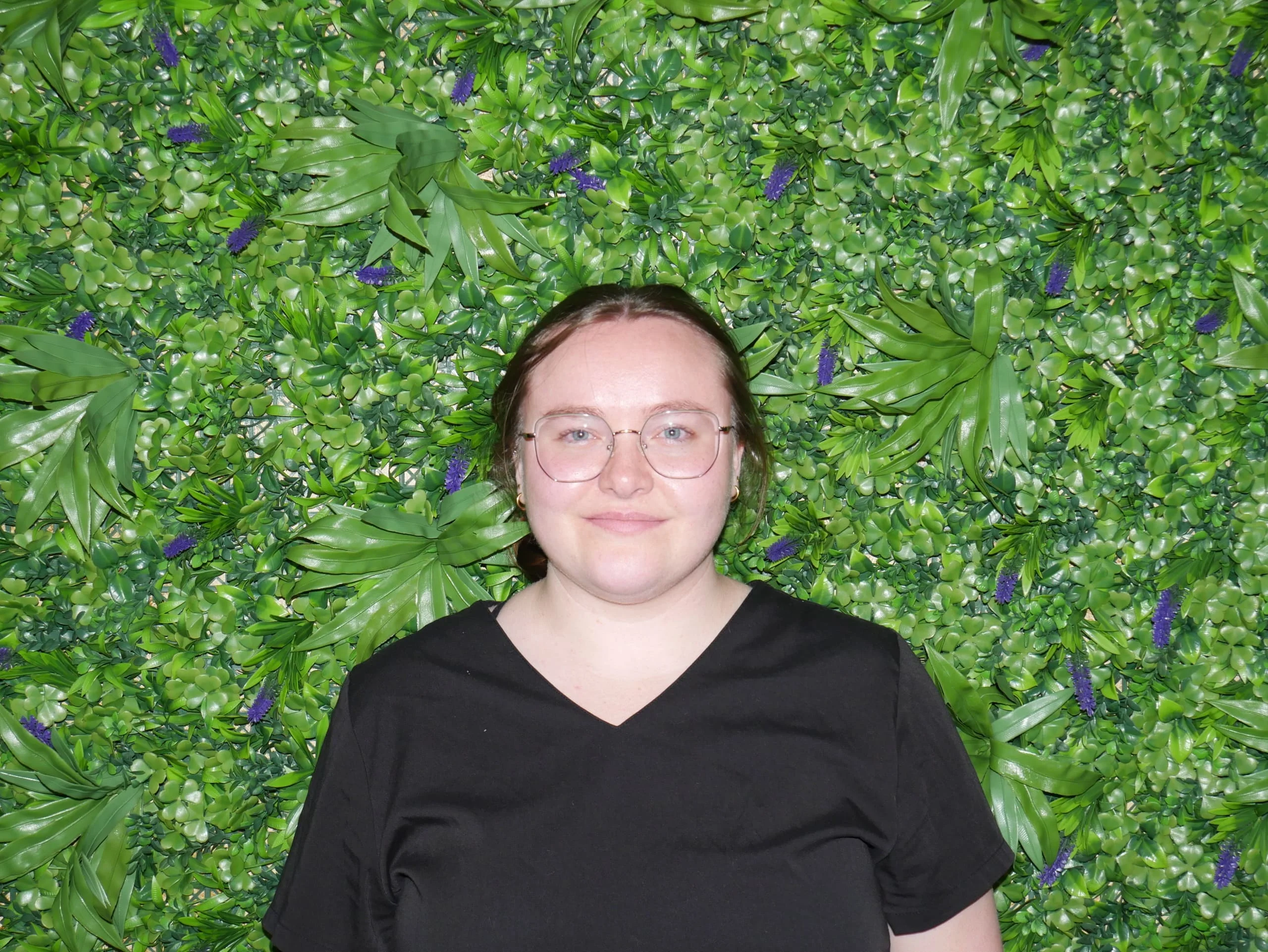 a woman in a black shirt