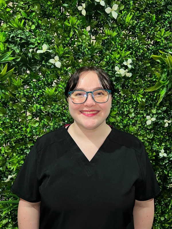 a woman in a black shirt
